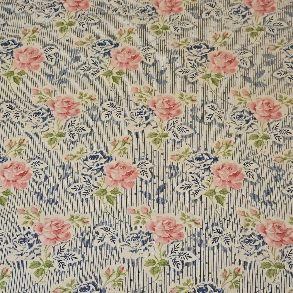 Ralph Lauren Standard Pillowcase Roses Blue Pink Floral Indigo Cottage